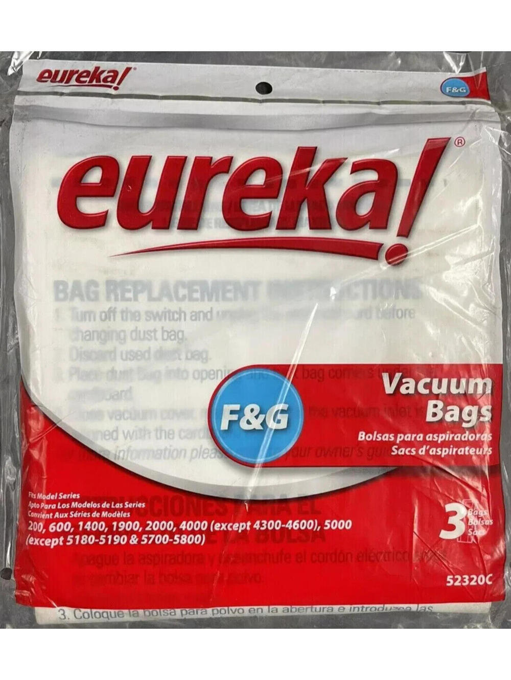 Eureka F & G Vacuum Replacement Bags 3 Pack 52320C New See Description for Model